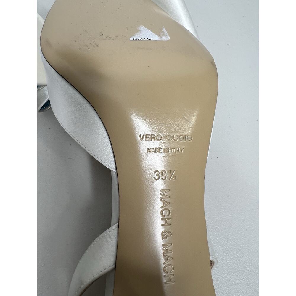 Mach & Mach White Le Cadeau Slingback Pumps Heels Women’s Size 39.5/40 - Picture 13 of 14